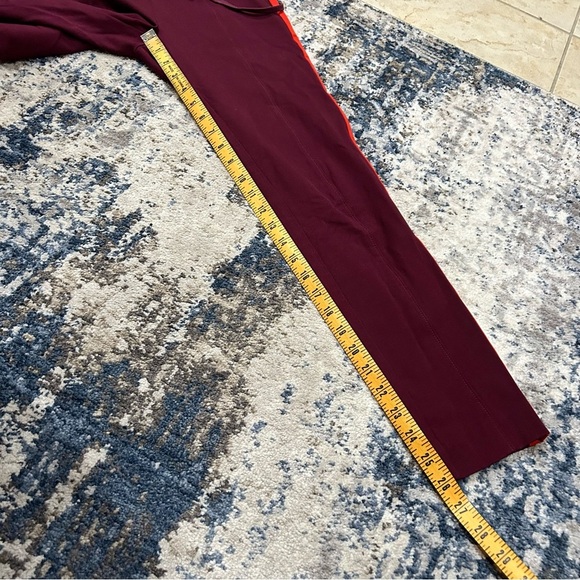 Anthropologie The Essential Slim Burgundy Stripe Mid Rise Trouser Pants Size 0 - Picture 13 of 13